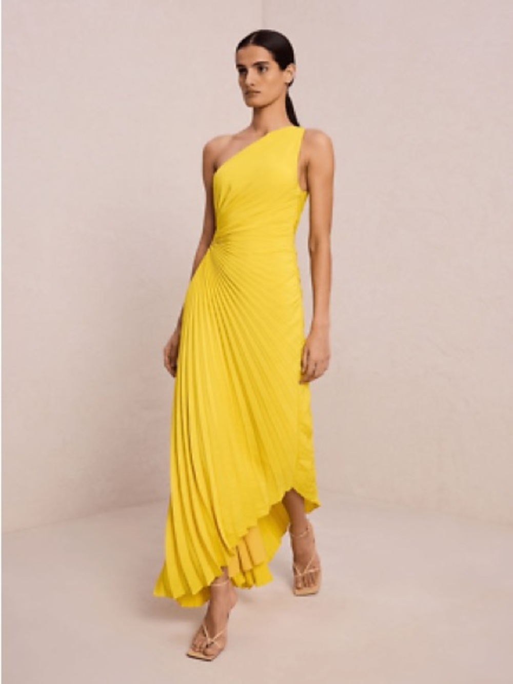 A.L.C. Delfina Dress one-shoulder pleated gown side cutout
